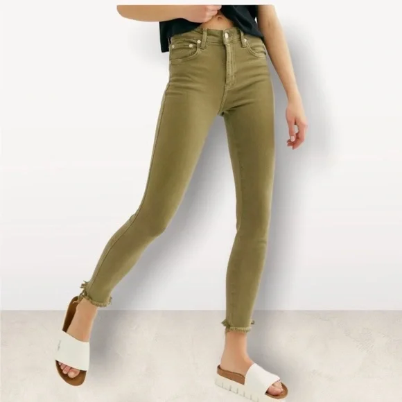 FP We the Free Olive Green Skinny Jeans